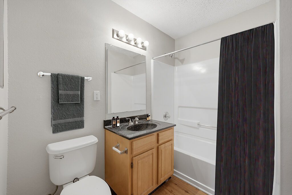 Bathroom with shower at Greens of Pine Glen in Durham NC